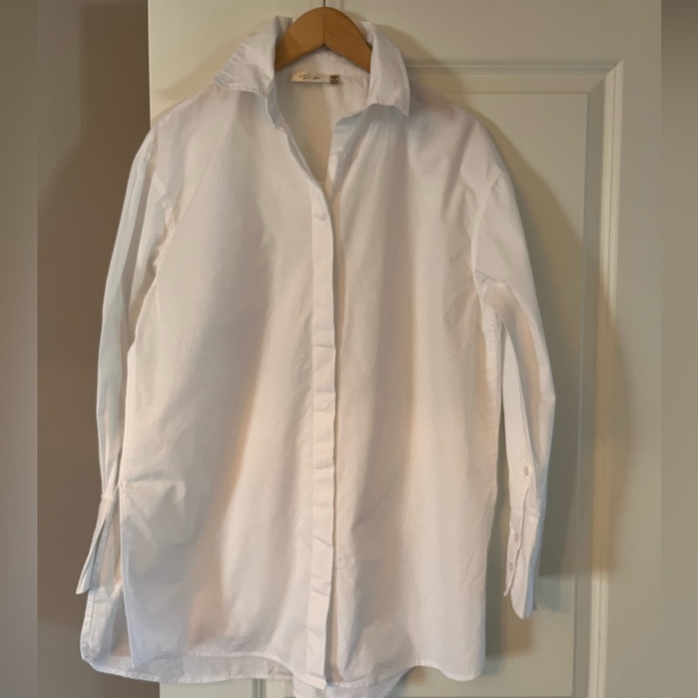 RD Style Classic White Cotton Button Down Shirt